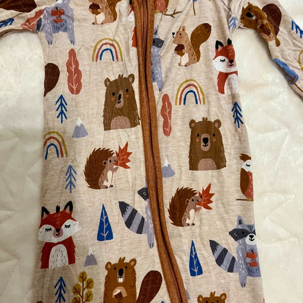 Little Sleepies Zippie - Woodland Friends Print (6-12 Months)